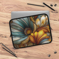 Golden Bloom Laptop Sleeve - 3D Embroidery-Style Botanical Laptop Sleeve motivational design