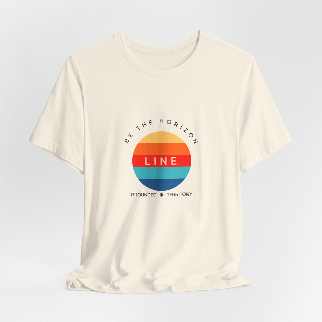 Be the horizon Line | Women's Motivational Graphic Circular Vintage Colour Sunrise T-Shirt