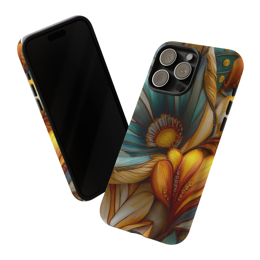 Sculpted Bloom Phone Case | 3D Embroidery style Botanical