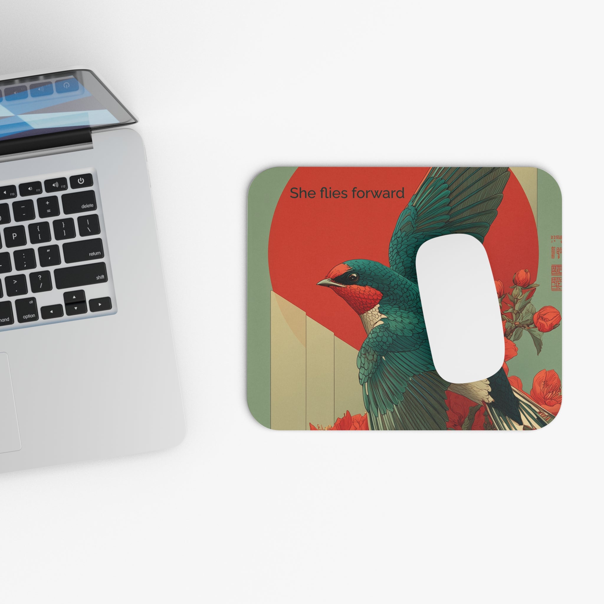 She Flies Forward Mousepad | Motivational Graphic Forward Flight