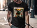 Koala wearing sunglasses and chain on black t-shirt.