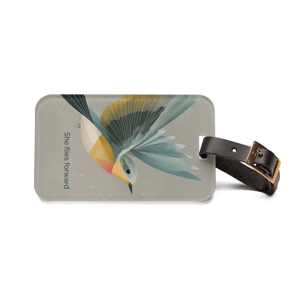 She Flies Forward Luggage Tag | Motivational Graphic Quiet Lift