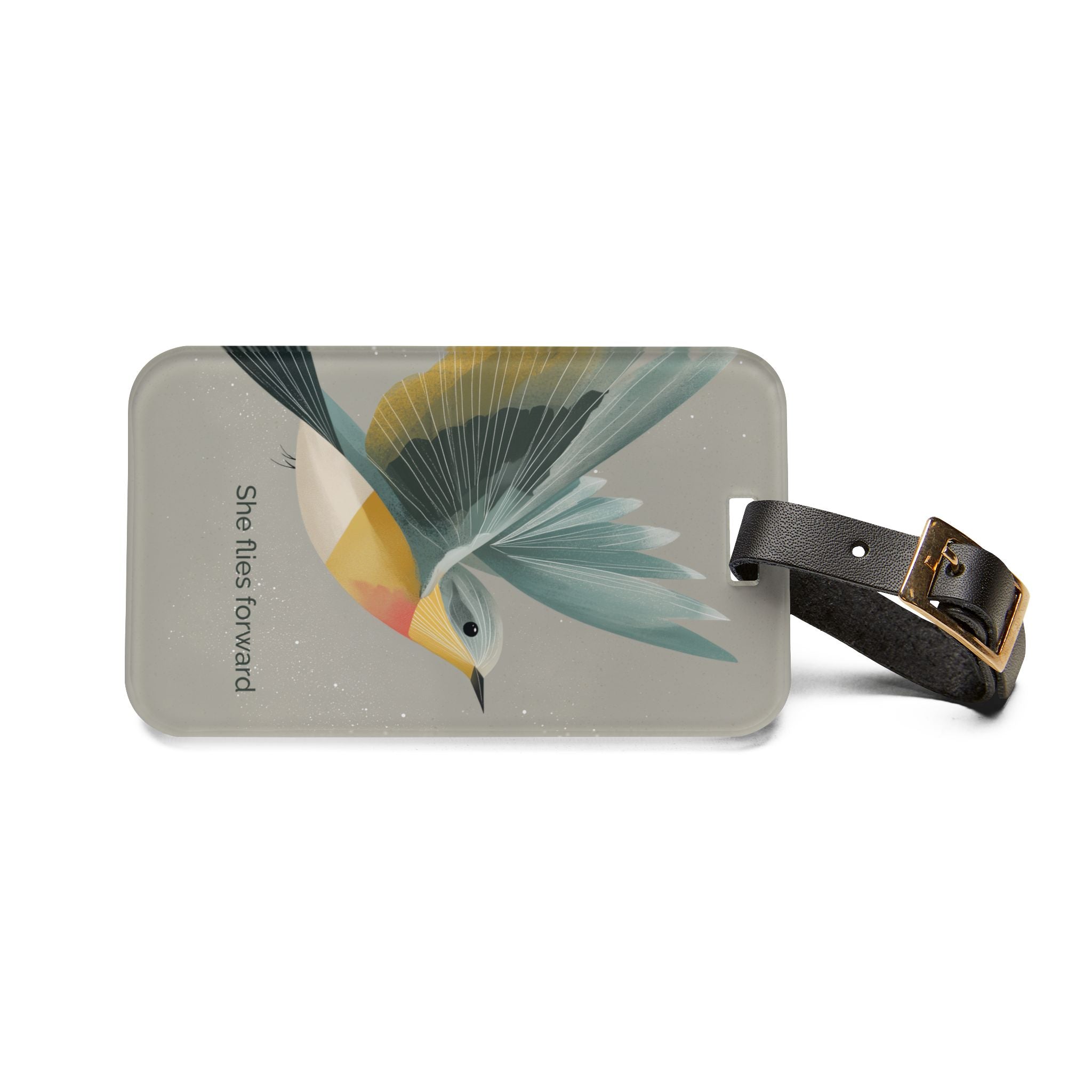 She Flies Forward Luggage Tag | Motivational Graphic Quiet Lift