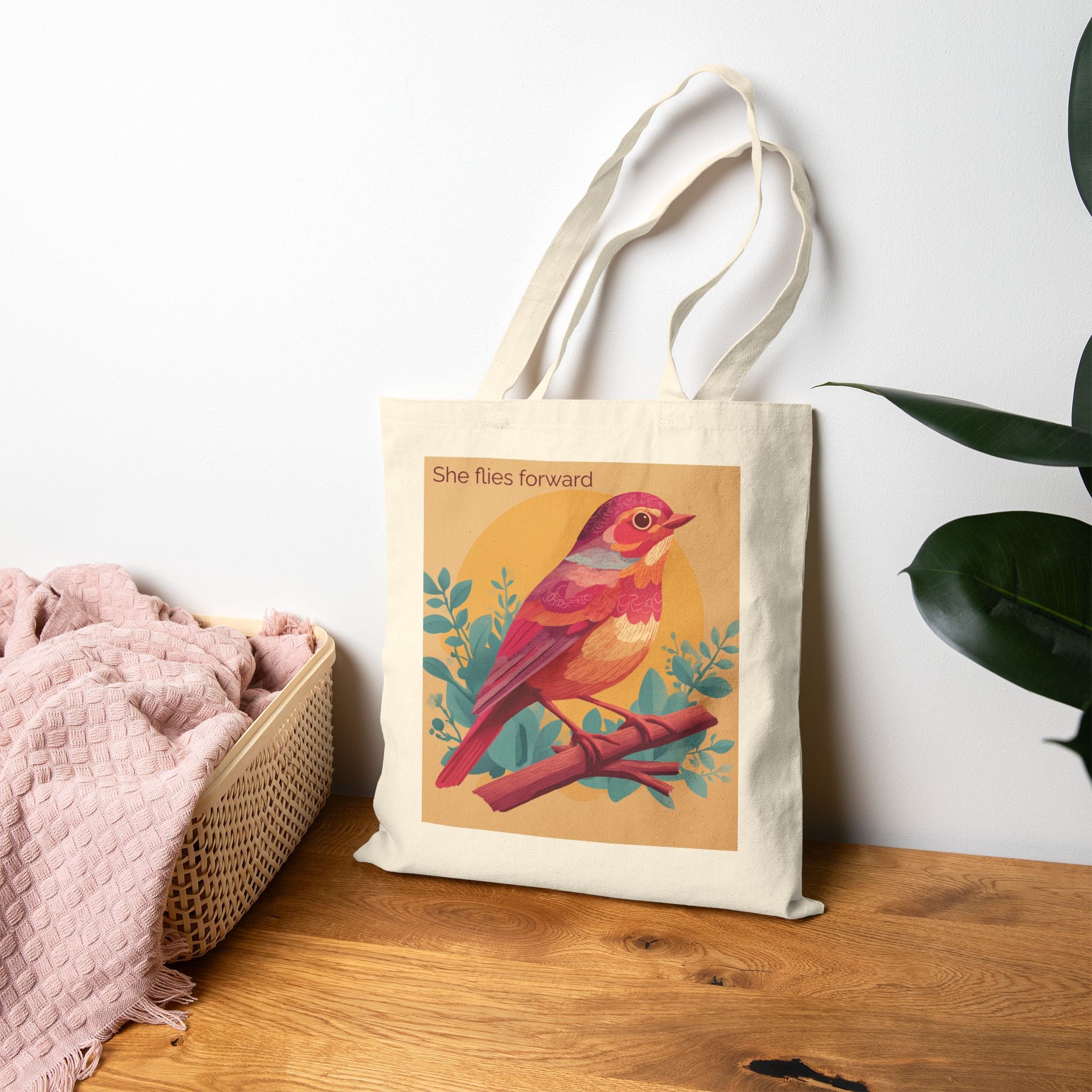 "She Flies Forward" Tote - Expander Tote Bag motivational design