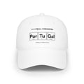 White baseball cap with "Football Chemistry" and "Por Tu Gal" elemental symbols.