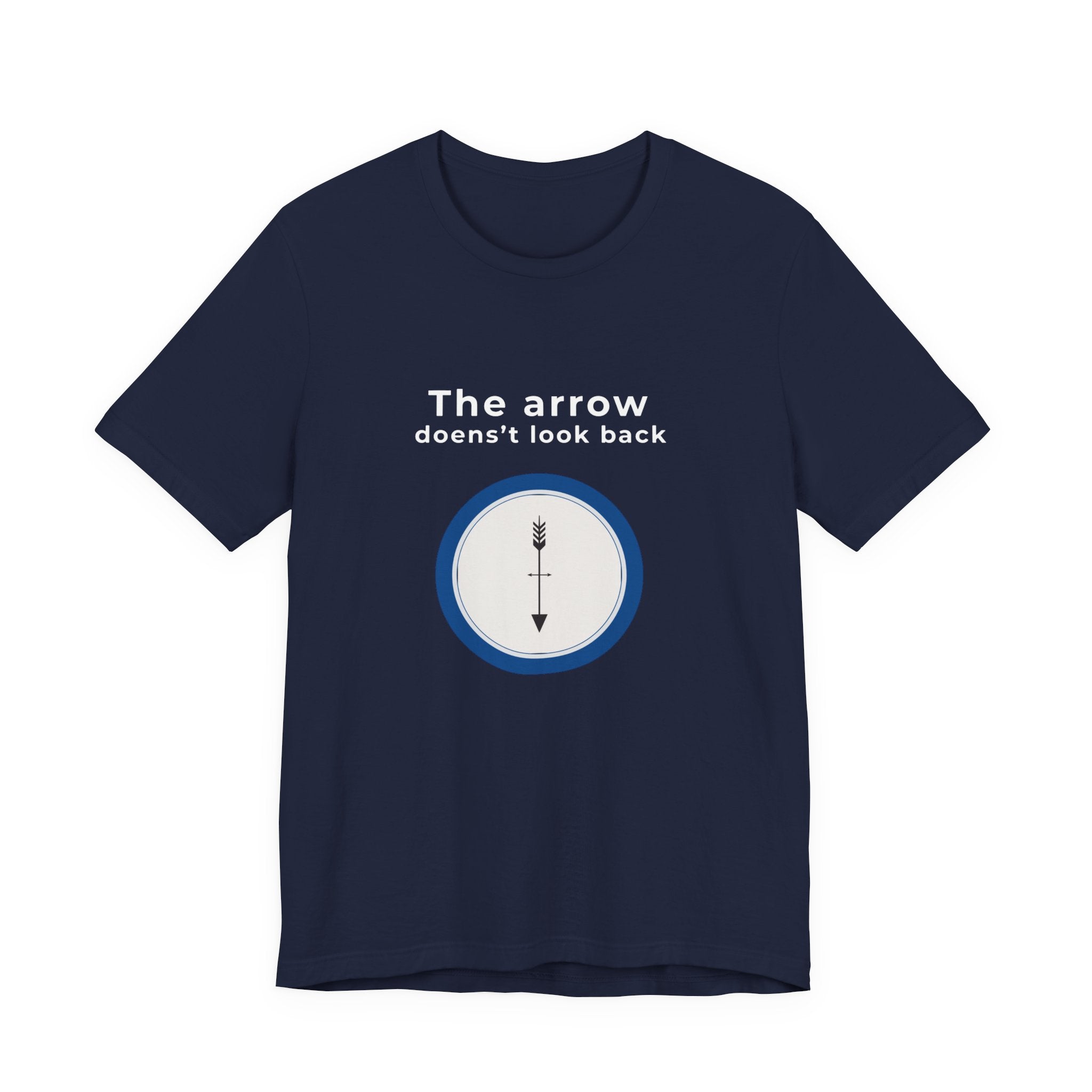 The Arrow Doesn't Look Back | Men's Motivational Graphic Compass Arrow T-Shirt