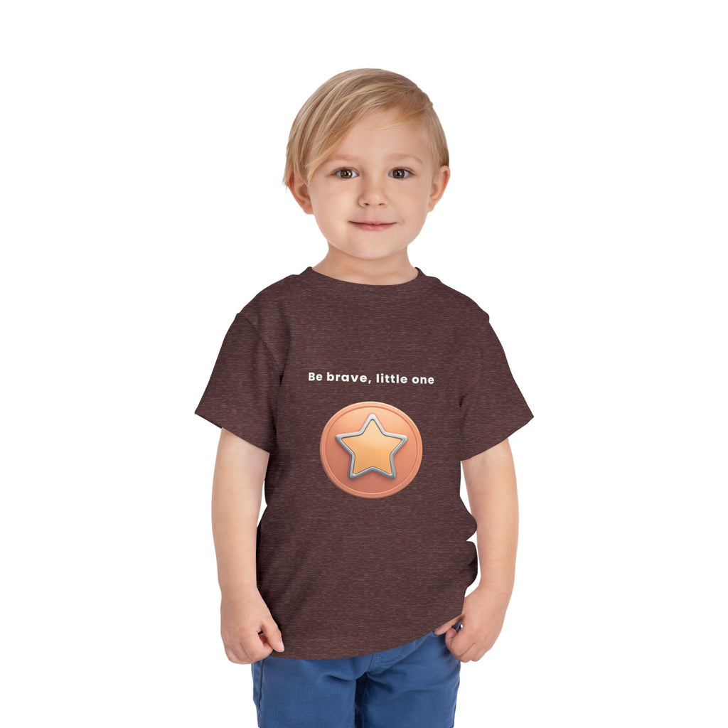 Be Brave Little One | Toddler Motivational Graphic Bronze Star Badge T-Shirt