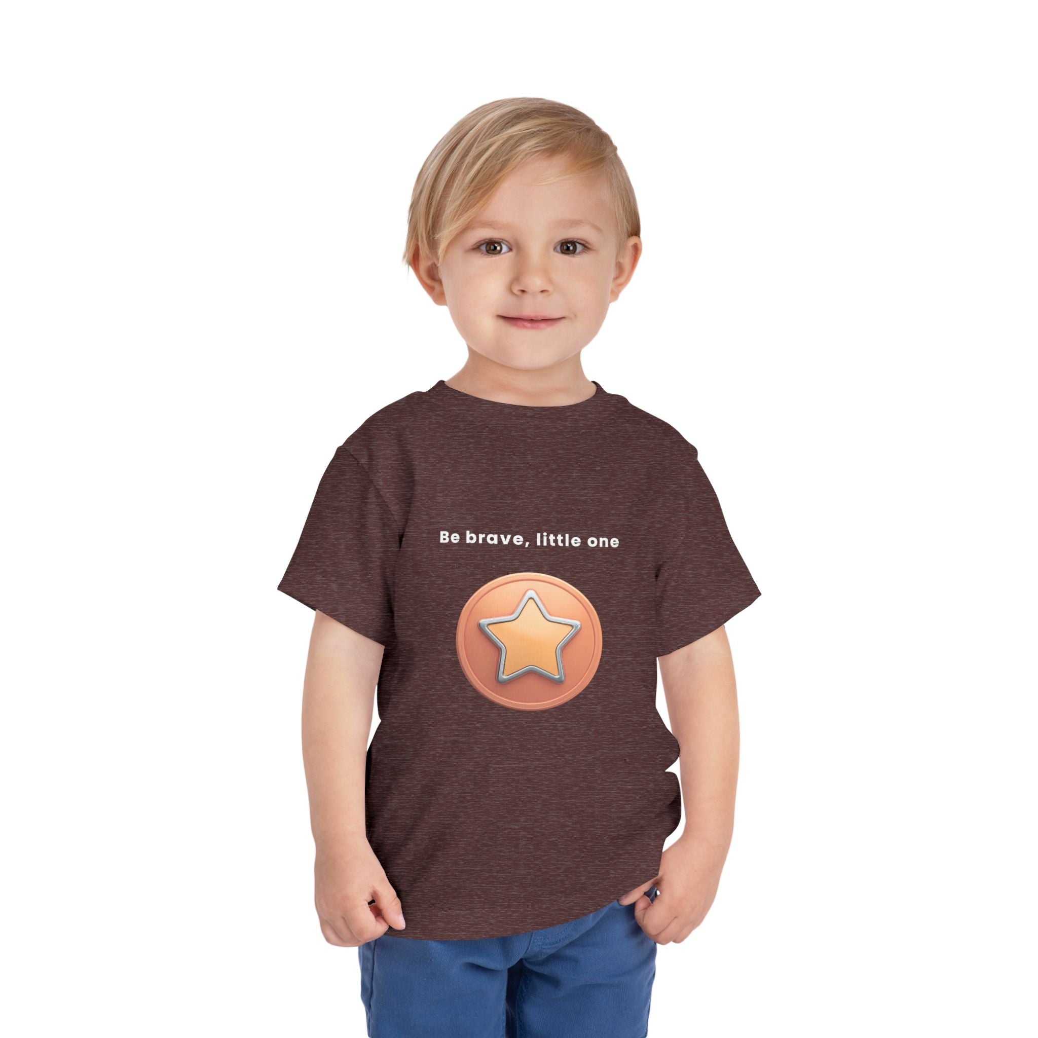 Be Brave Little One | Toddler Motivational Graphic Bronze Star Badge T-Shirt