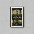 Nigeria Football Chemistry poster with player and national crest.