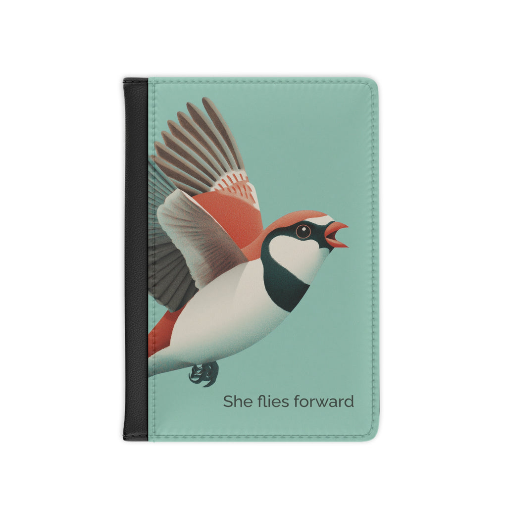 She Flies Forward Passport Holder | Motivational Graphic Green Minimal