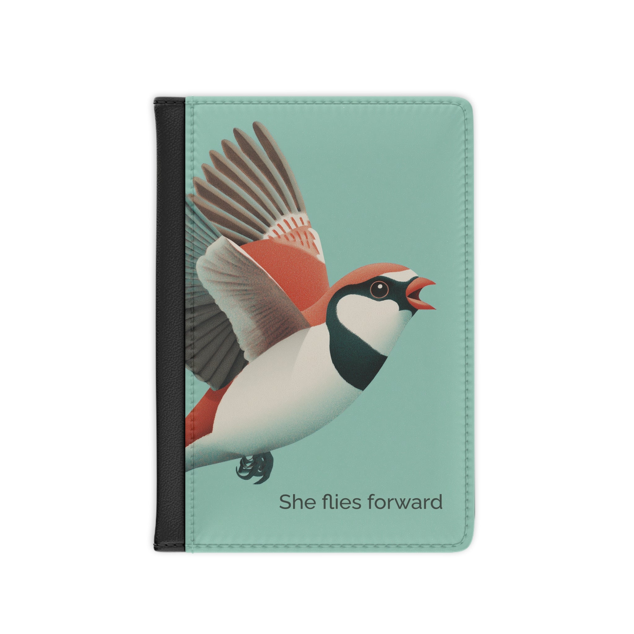 She Flies Forward Passport Holder | Motivational Graphic Green Minimal