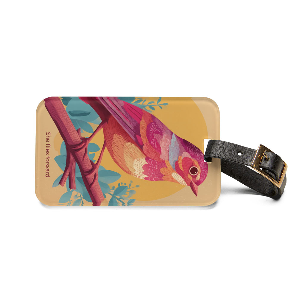 She Flies Forward Luggage Tag | Motivational Graphic Soft Ascent