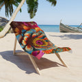 Zinnia Burst Beach Towel - 3D Embroidery-Style Botanical Beach Towel motivational design