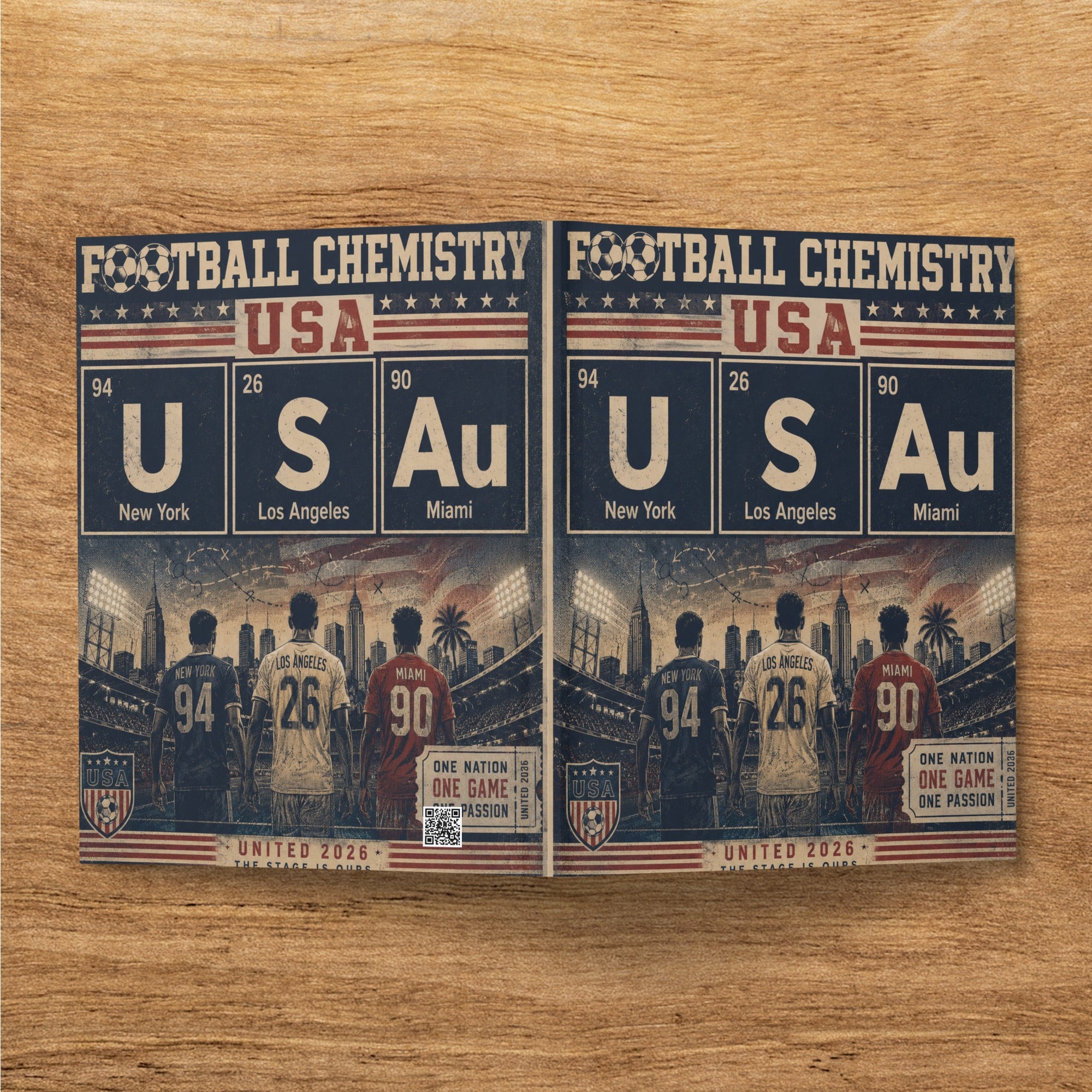Two posters advertising United 2026 World Cup with USA, New York, Los Angeles, and Miami.