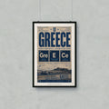 Greece Football Chemistry poster with city names and coordinates.