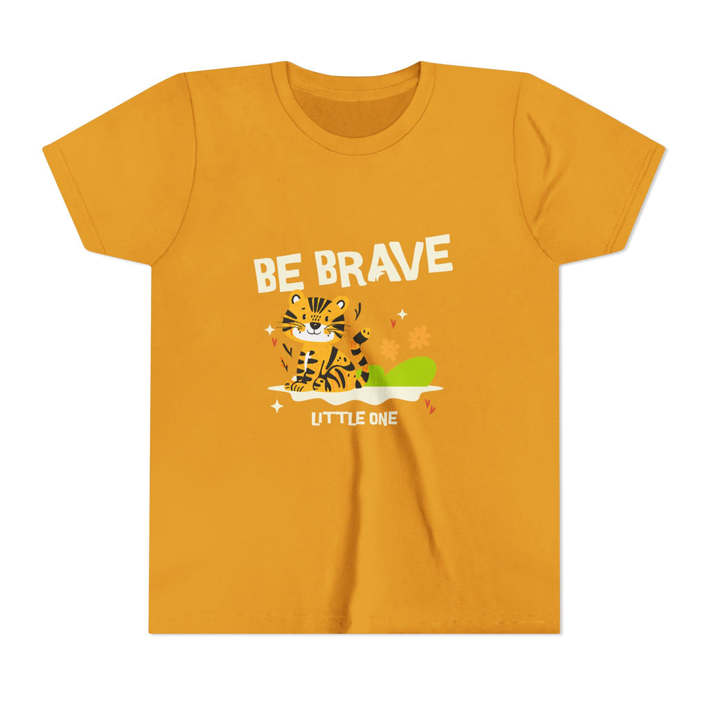 Be Brave Little One | Kids Motivational Graphic Tiger Floral Garden T-Shirt
