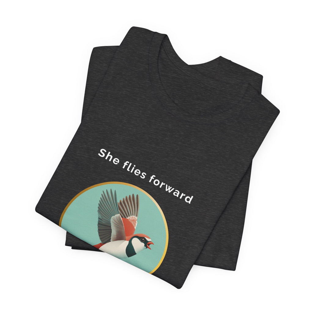 She Flies Forward | Women's Motivational Graphic Green Minimal T-Shirt