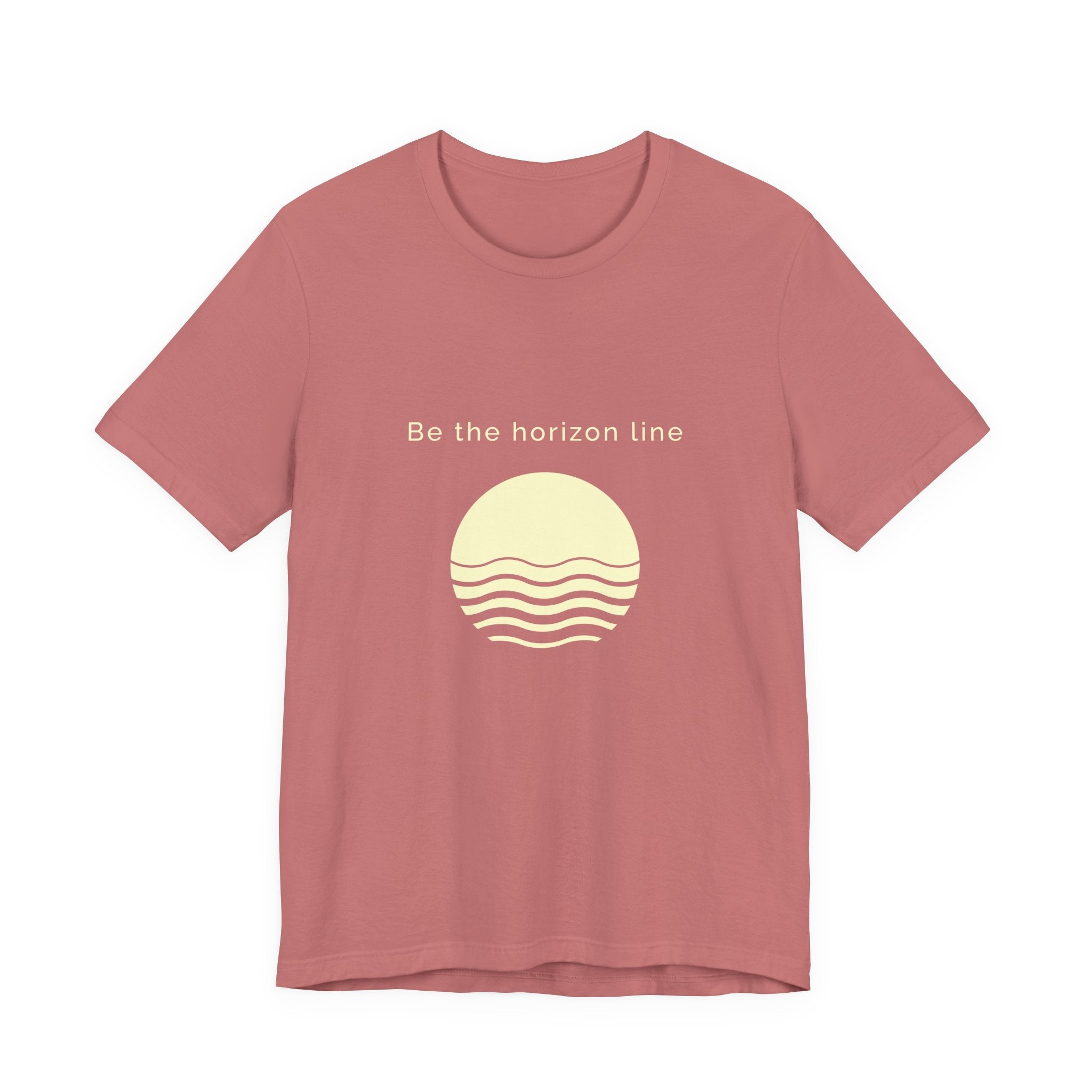 Be the horizon Line | Women's Motivational Graphic Circular Yellow Wave Sunrise T-Shirt