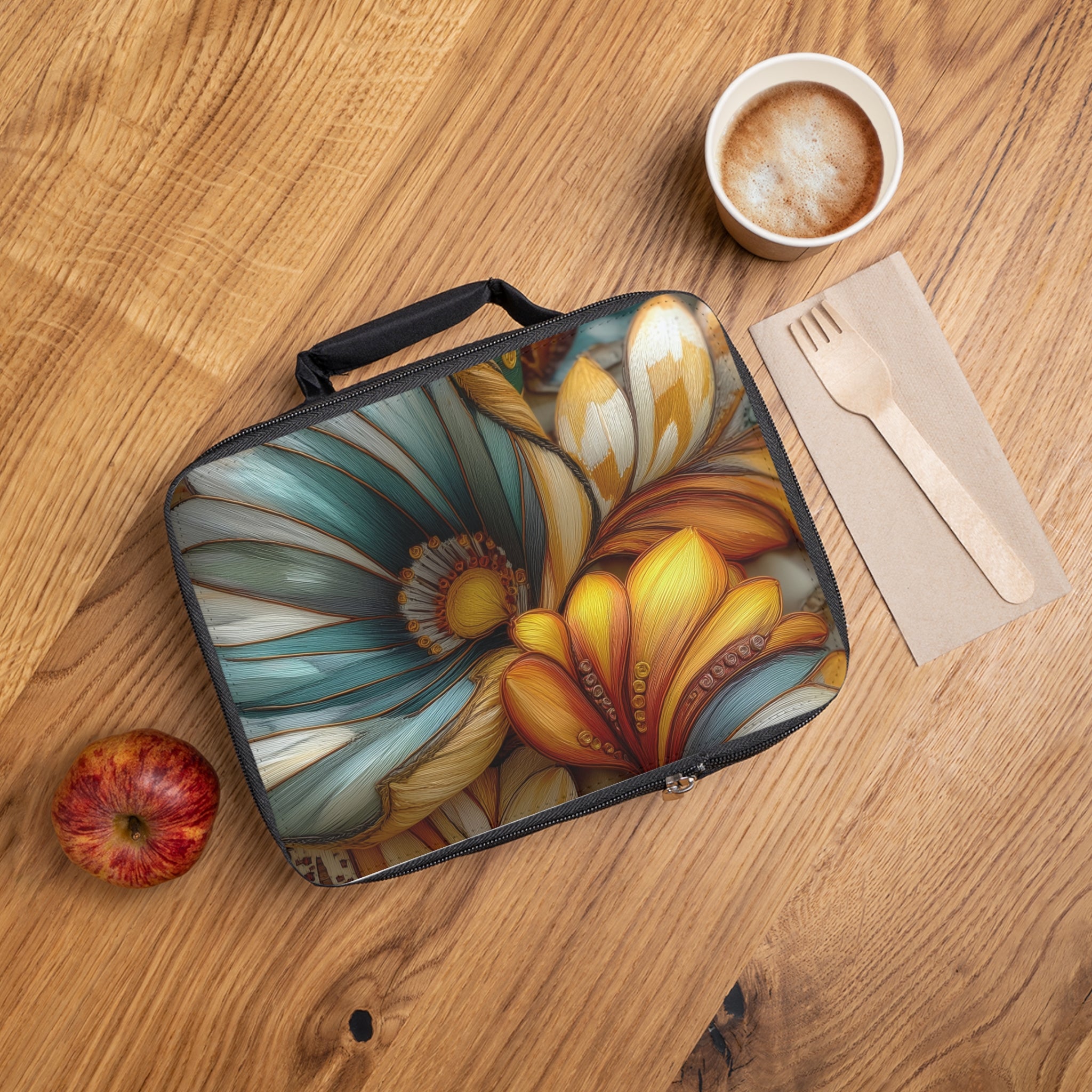 Sculpted Bloom Lunch Box - 3D Embroidery-Style Botanical Lunchbox motivational design