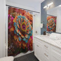 Zinnia Burst Shower Curtain - 3D Embroidery-Style Botanical Shower Curtain motivational design