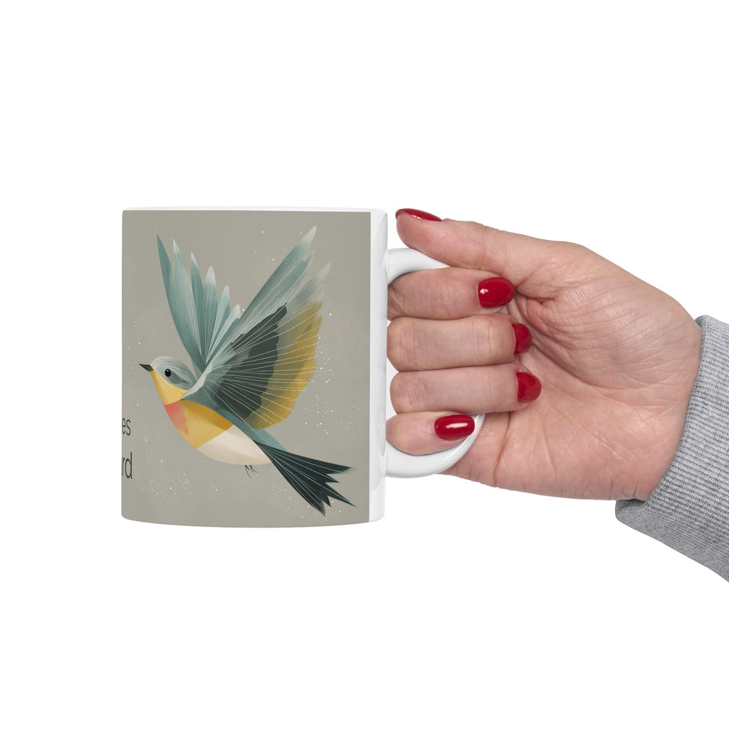 She Flies Forward Ceramic Mug | Motivational Graphic Quiet Lift