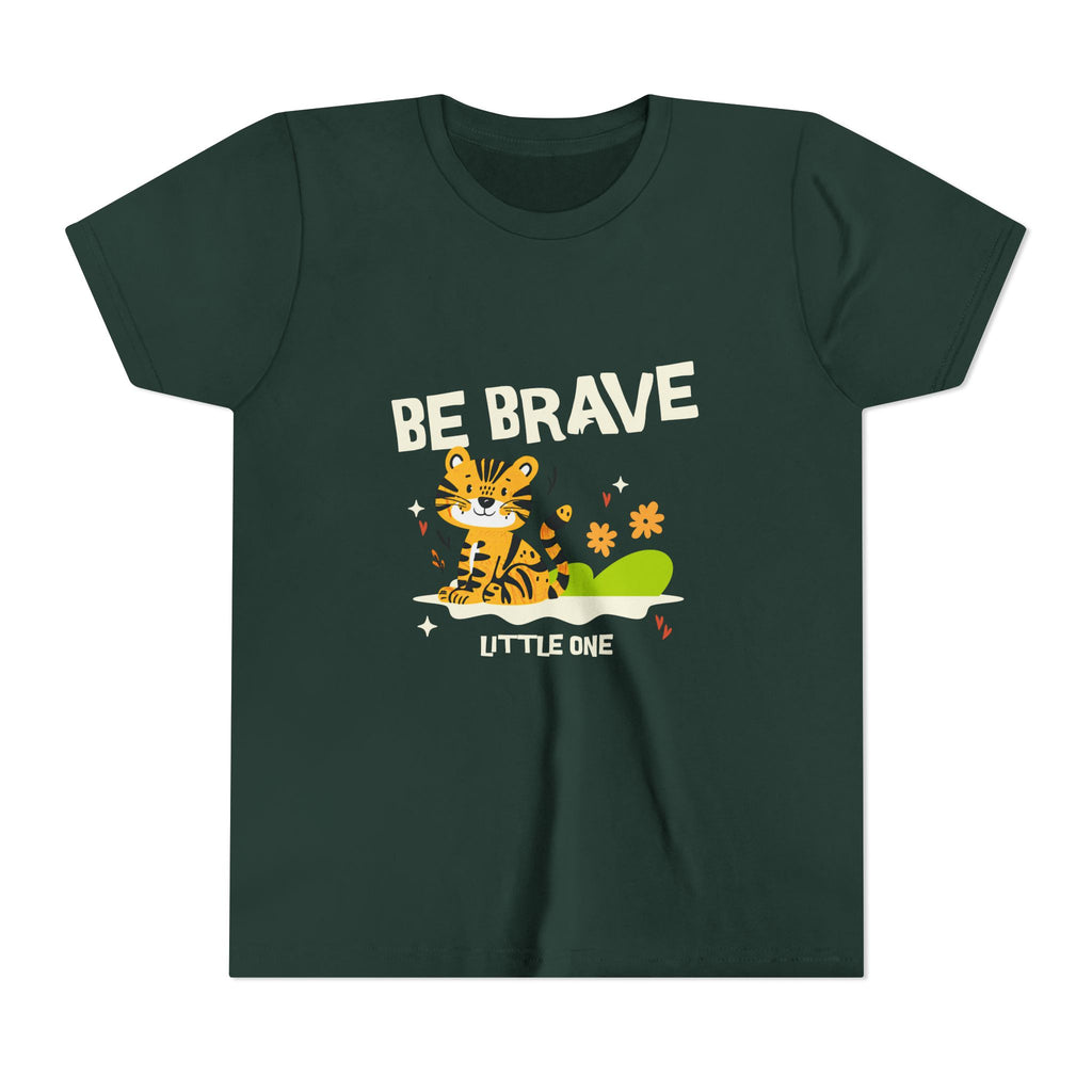 Be Brave Little One | Kids Motivational Graphic Tiger Floral Garden T-Shirt
