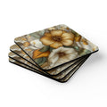 Golden Bloom Cork Coasters - 3D Embroidery-Style Botanical Coasters motivational design