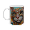 Colorful Steampunk Cat Ceramic Mug - Artistic Cat Lover Coffee Cup Mug motivational design