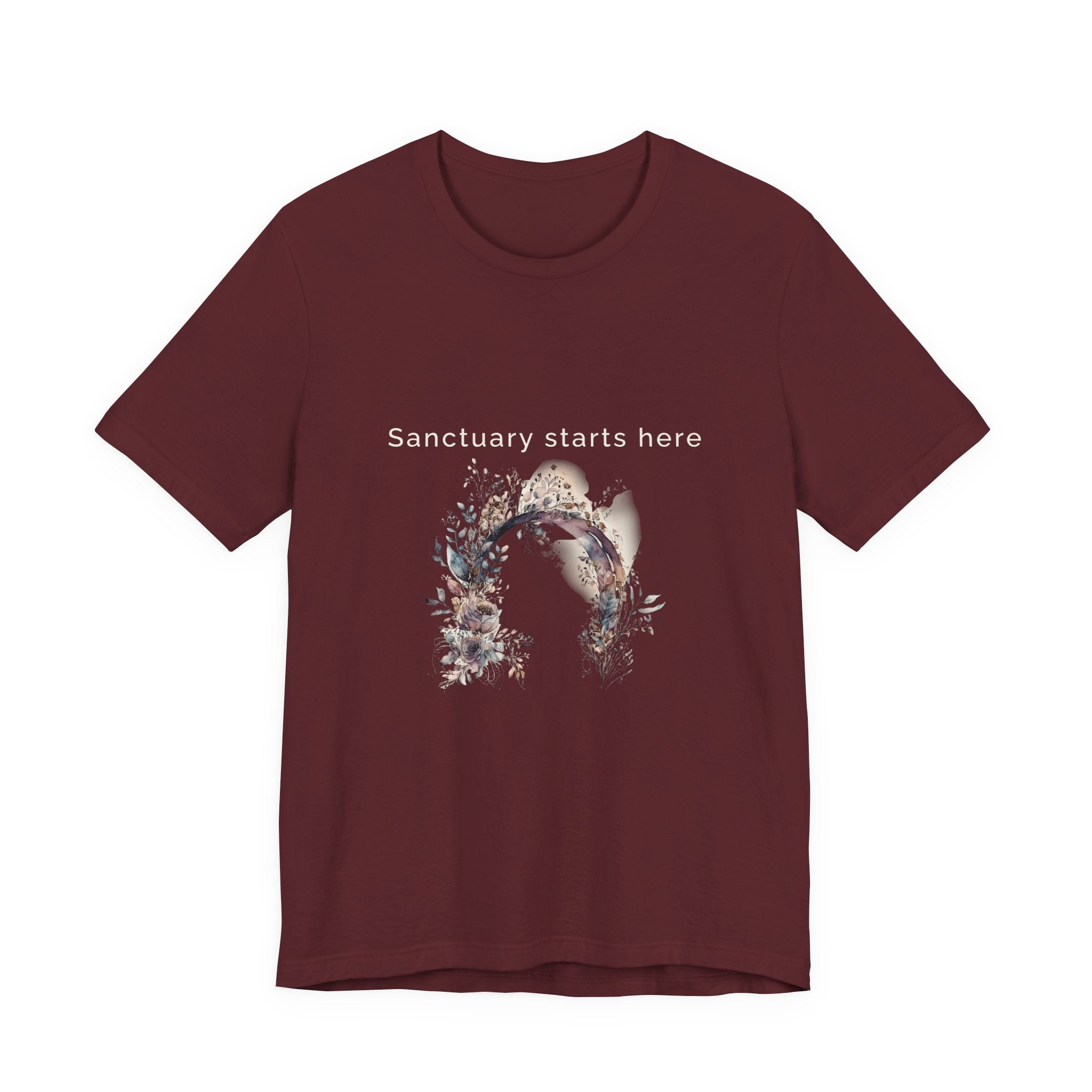 Sanctuary starts here | Women's Motivational Graphic Botanical Arche T-Shirt