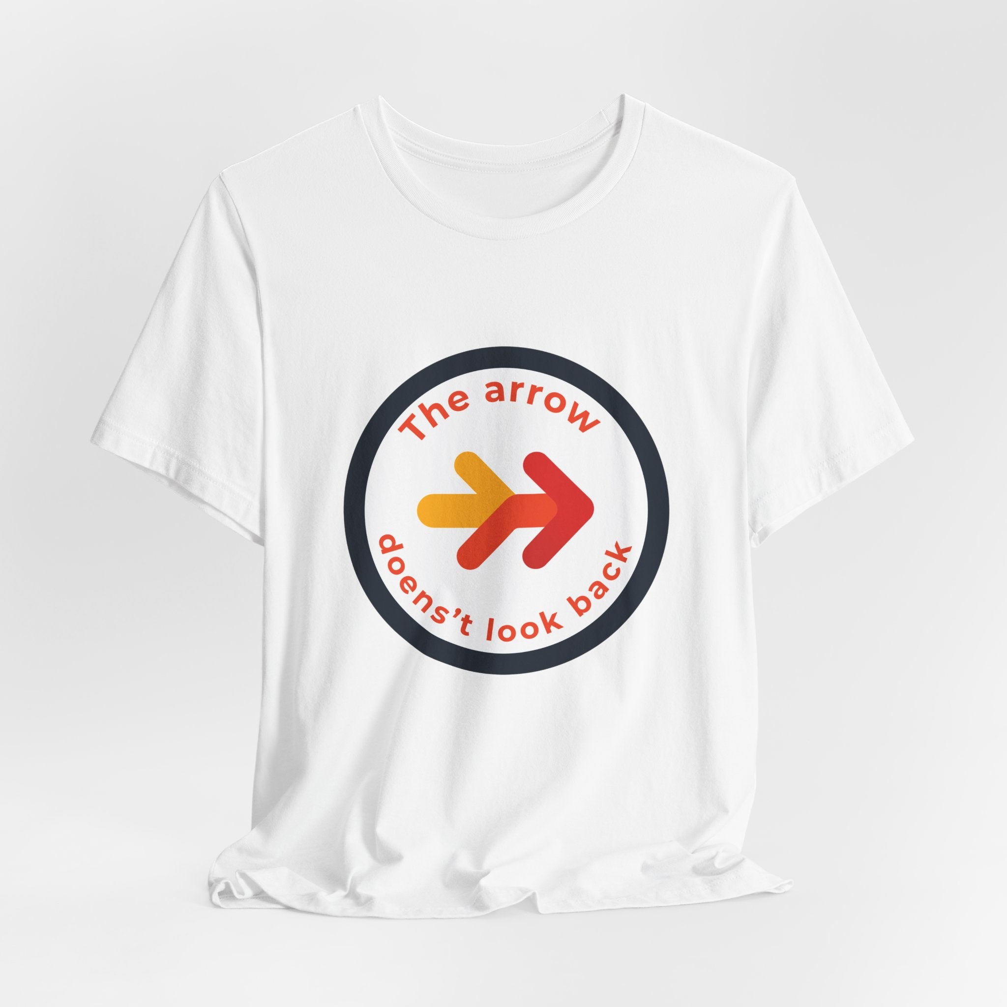 The Arrow Doesn't Look Back | Men's Motivational Graphic Retro Arrow T-Shirt