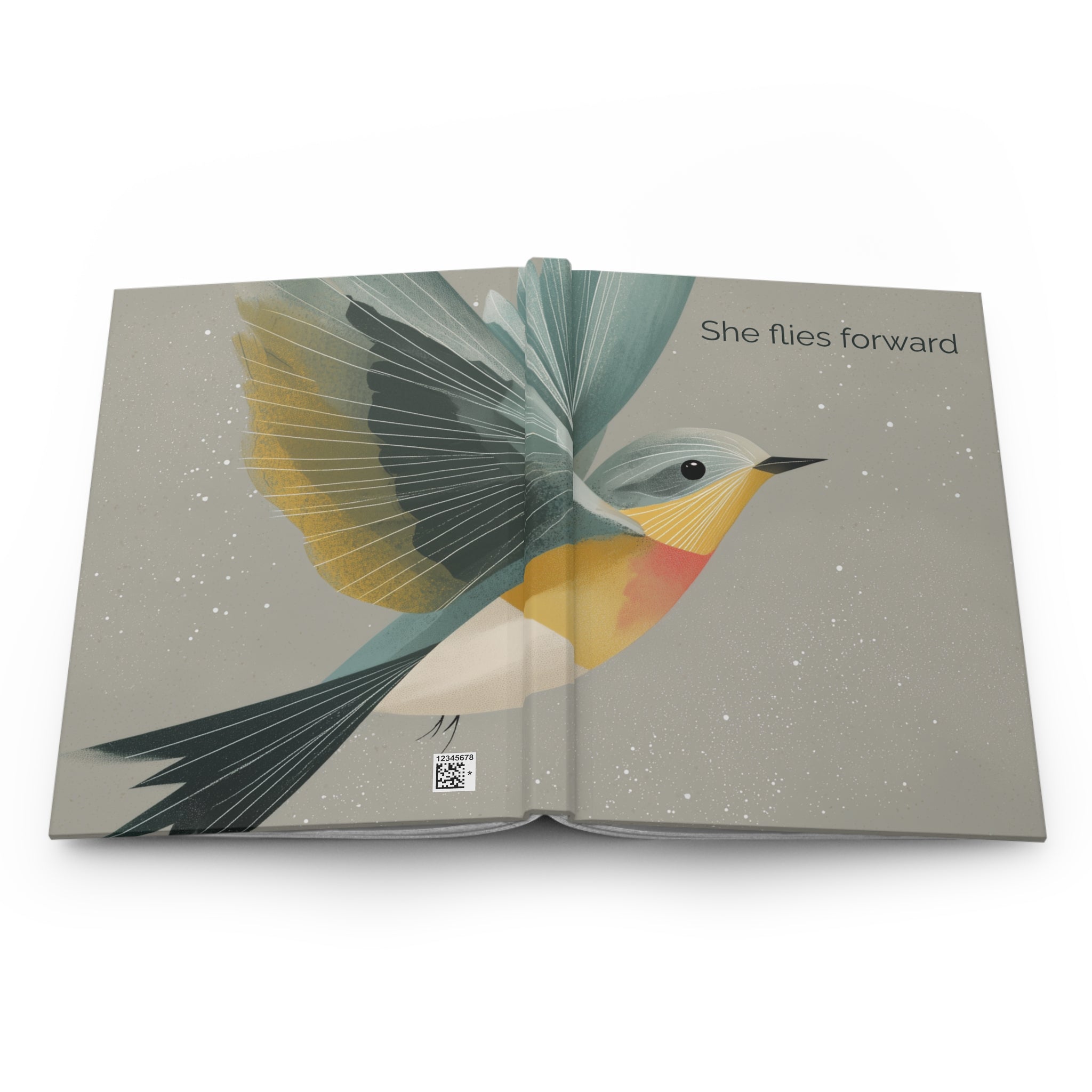 She Flies Forward Hardcover Journal | Motivational Graphic Quiet Lift