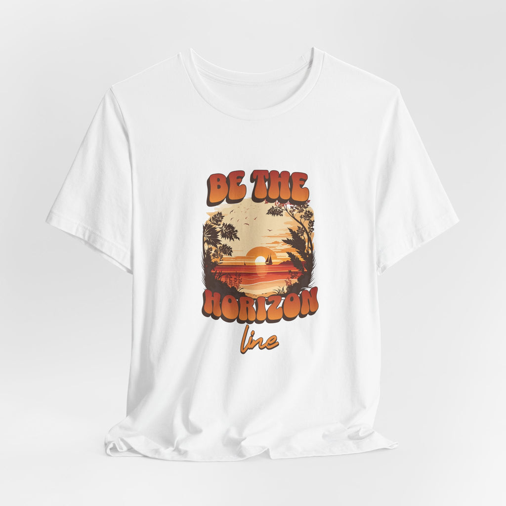 Be the horizon Line | Women's Motivational Graphic Retro Beach Sunrise T-Shirt