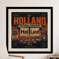 Holland Football Chemistry poster with Amsterdam and Rotterdam cities and slogans.