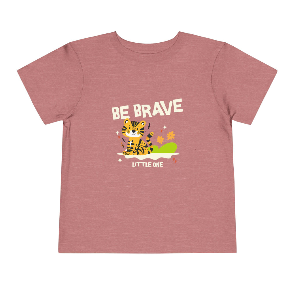 Be Brave Little One | Toddler Motivational Graphic Tiger Floral Garden T-Shirt