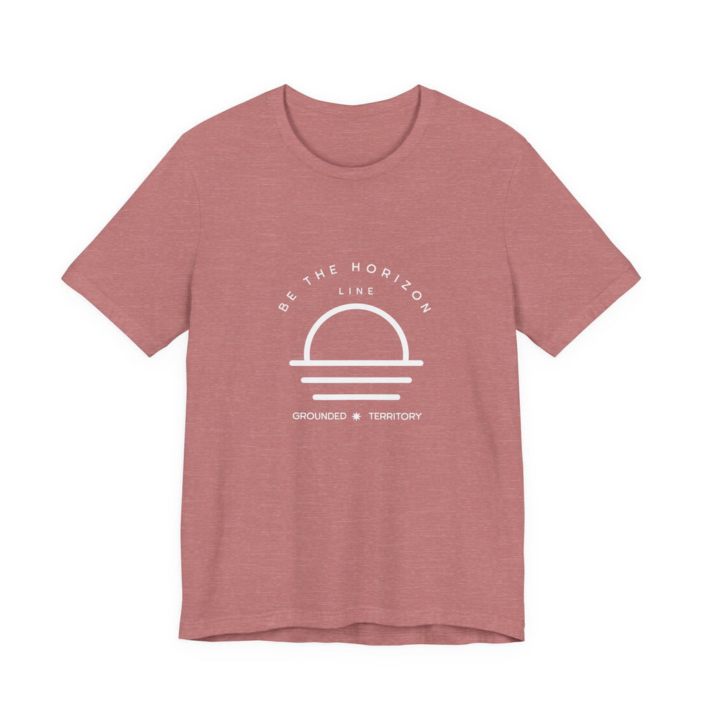 Be the horizon Line | Women's Motivational Graphic Minimalistic White Ocean Sunrise T-Shirt