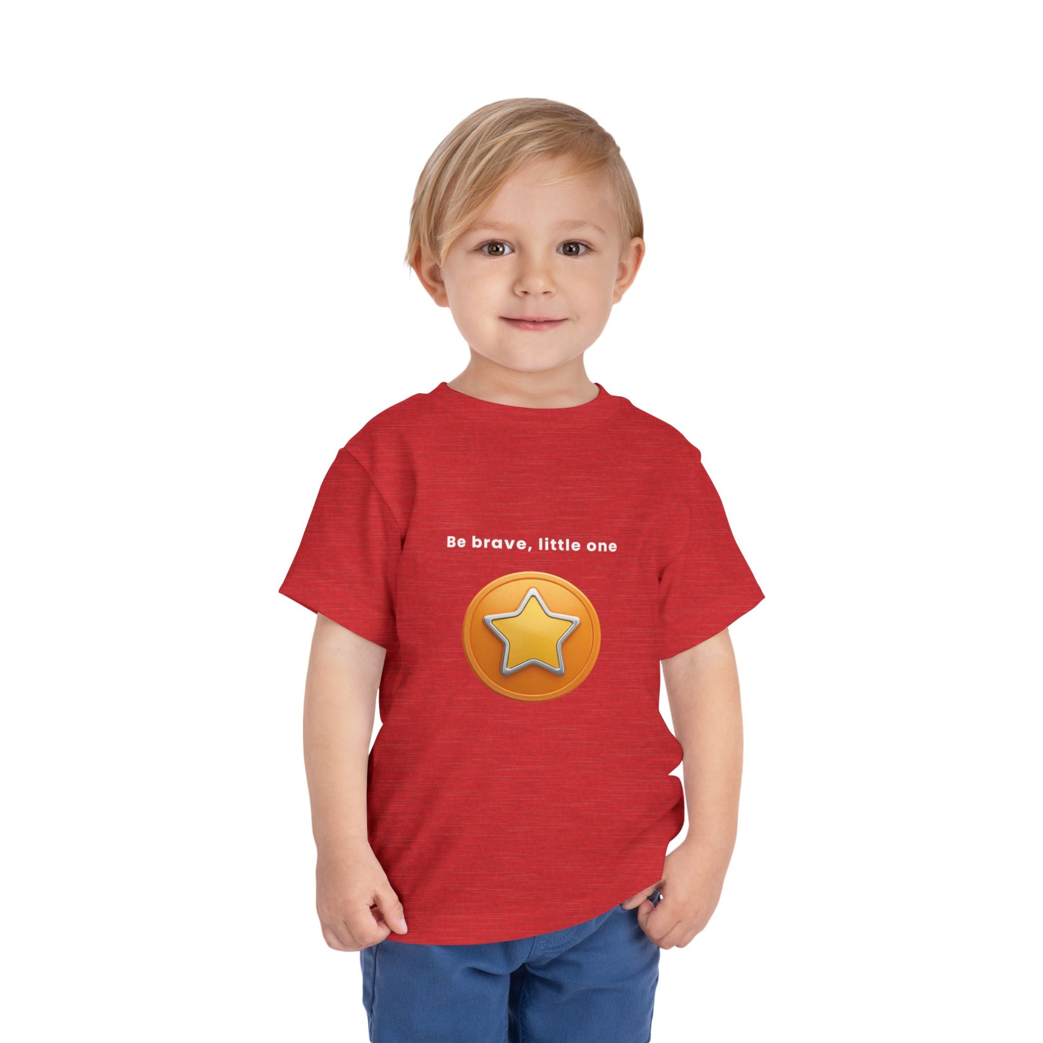 Be Brave Little One | Toddler Motivational Graphic Golden Star Badge T-Shirt