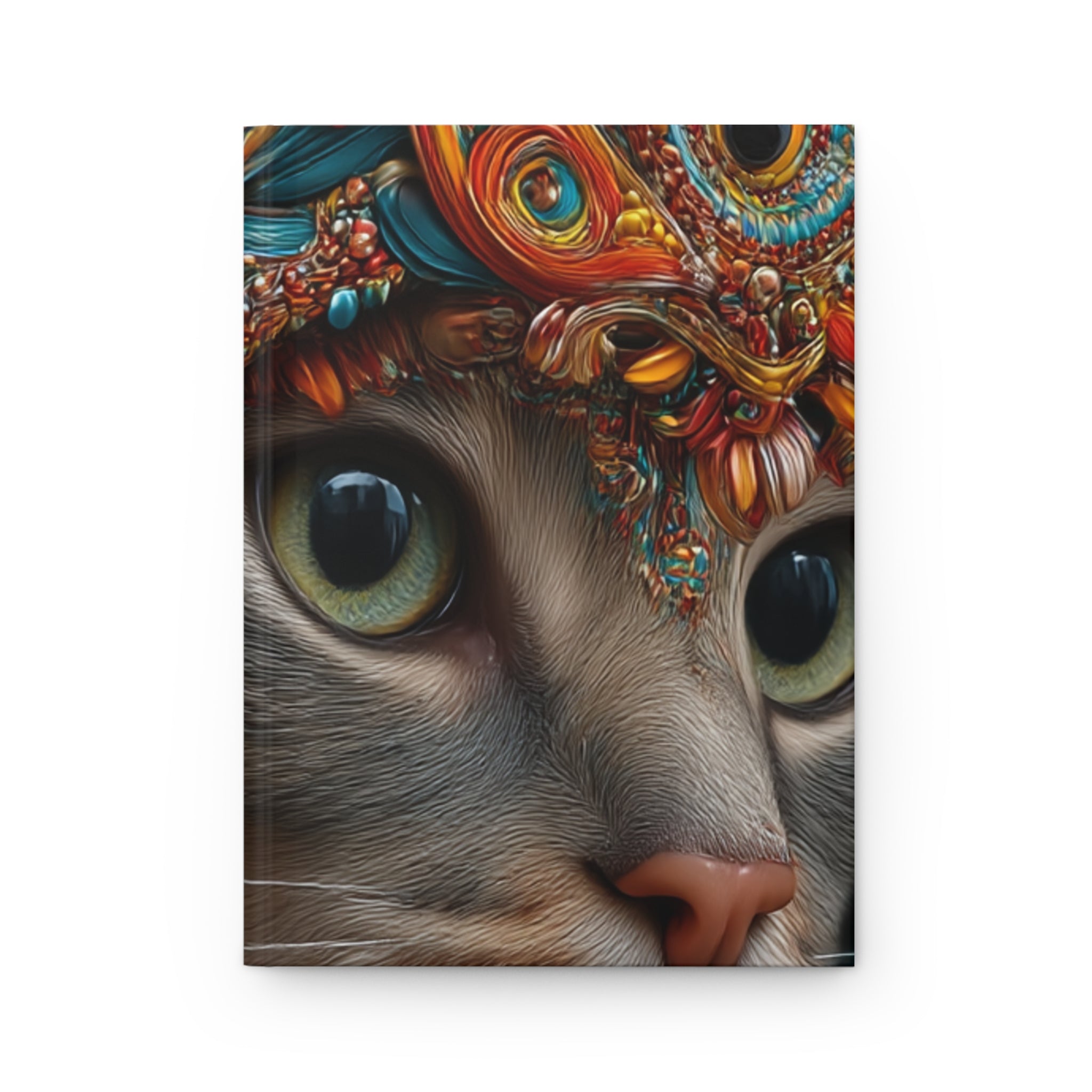 Ornate Cat Hardcover Journal | 3D Jewel Crowned Cat