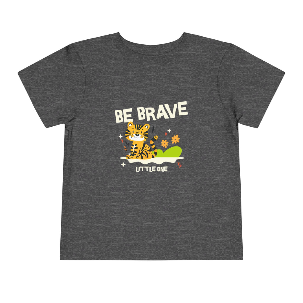 Be Brave Little One | Toddler Motivational Graphic Tiger Floral Garden T-Shirt