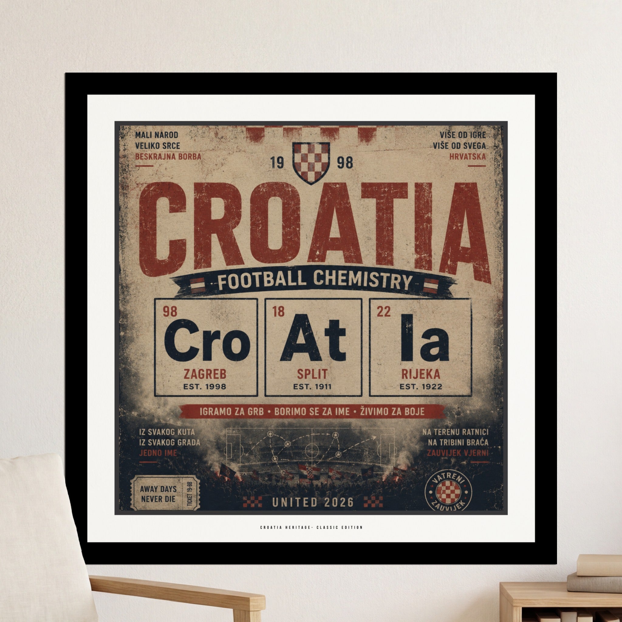 Croatia Football Chemistry 1998 Zagreb, Split, Rijeka, Croatian heritage classic edition.