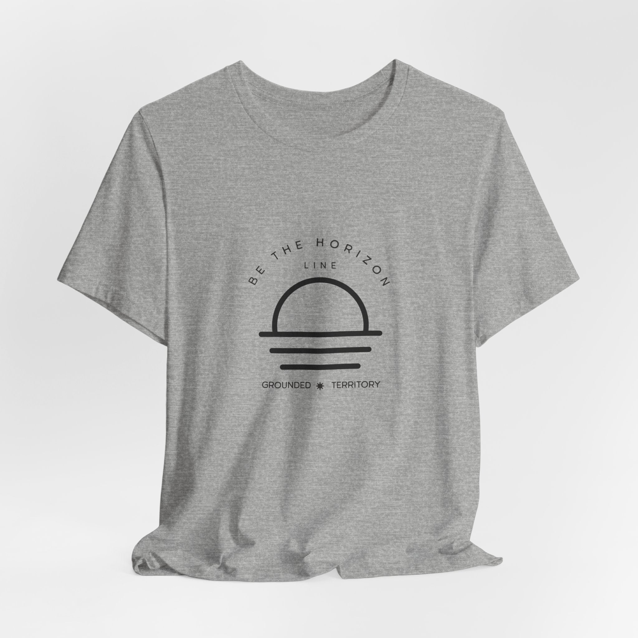Be the horizon Line | Women's Motivational Graphic Minimalistic White Ocean Sunrise T-Shirt