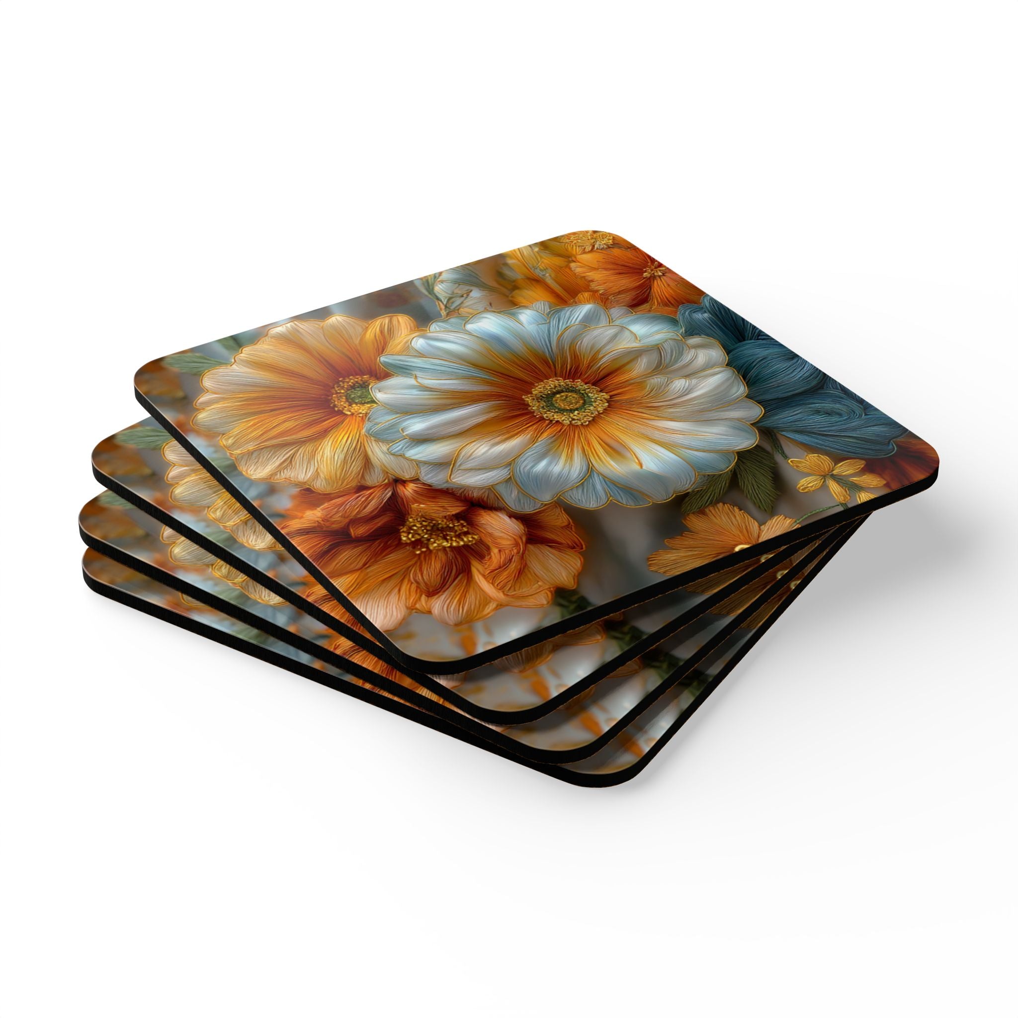 Thread Garden Cork Coasters - 3D Embroidery-Style Botanical Coasters motivational design