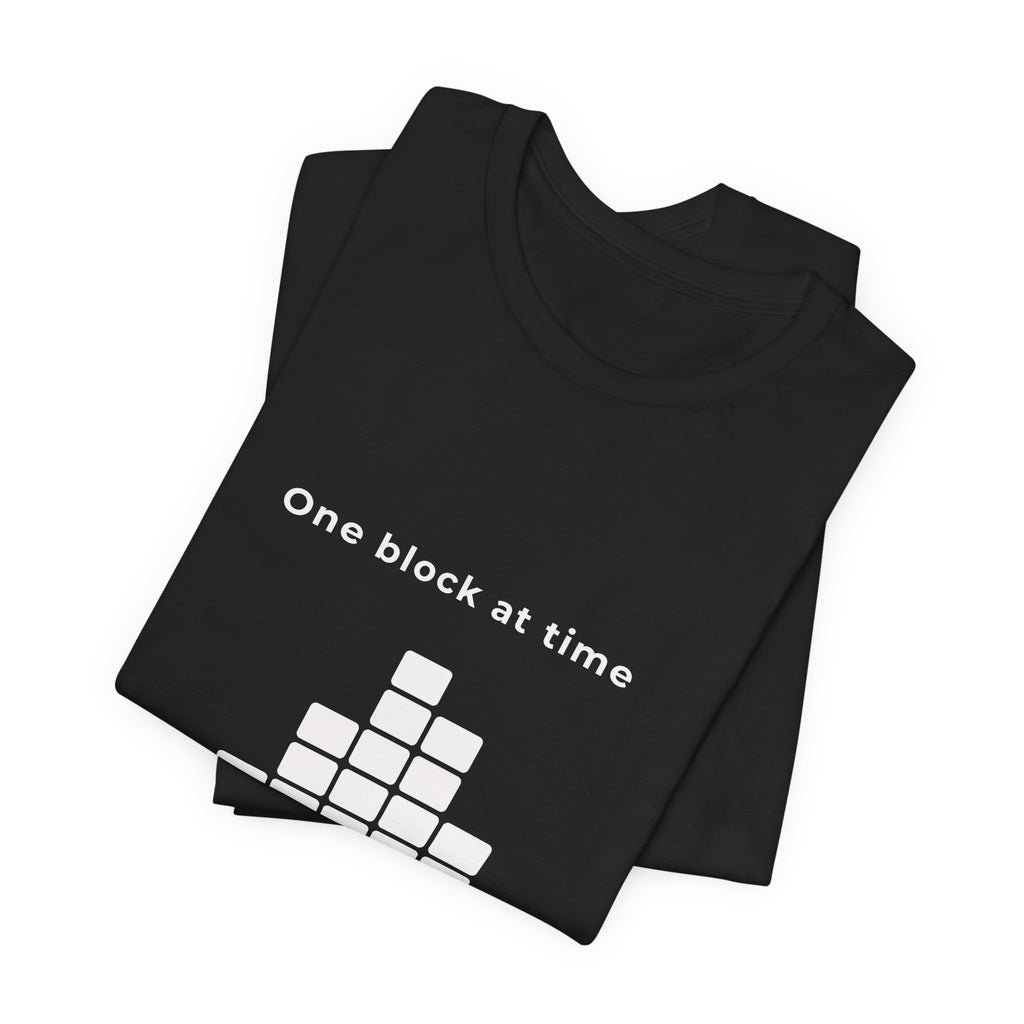 One Block at a Time | Men's Motivational Graphic Grid Progress T-Shirt