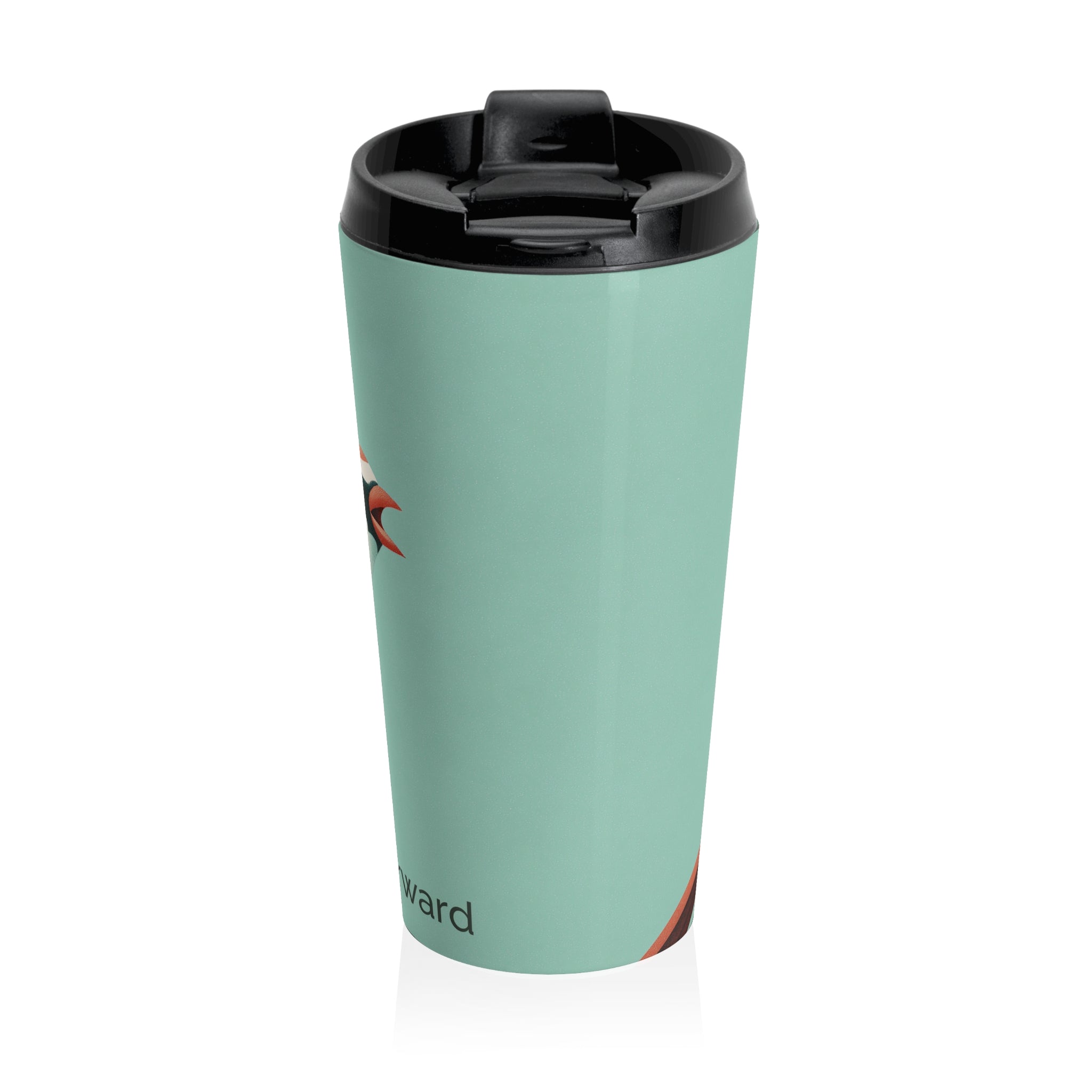 She Flies Forward Stainless Steel Travel Mug | Motivational Graphic Green Minimal