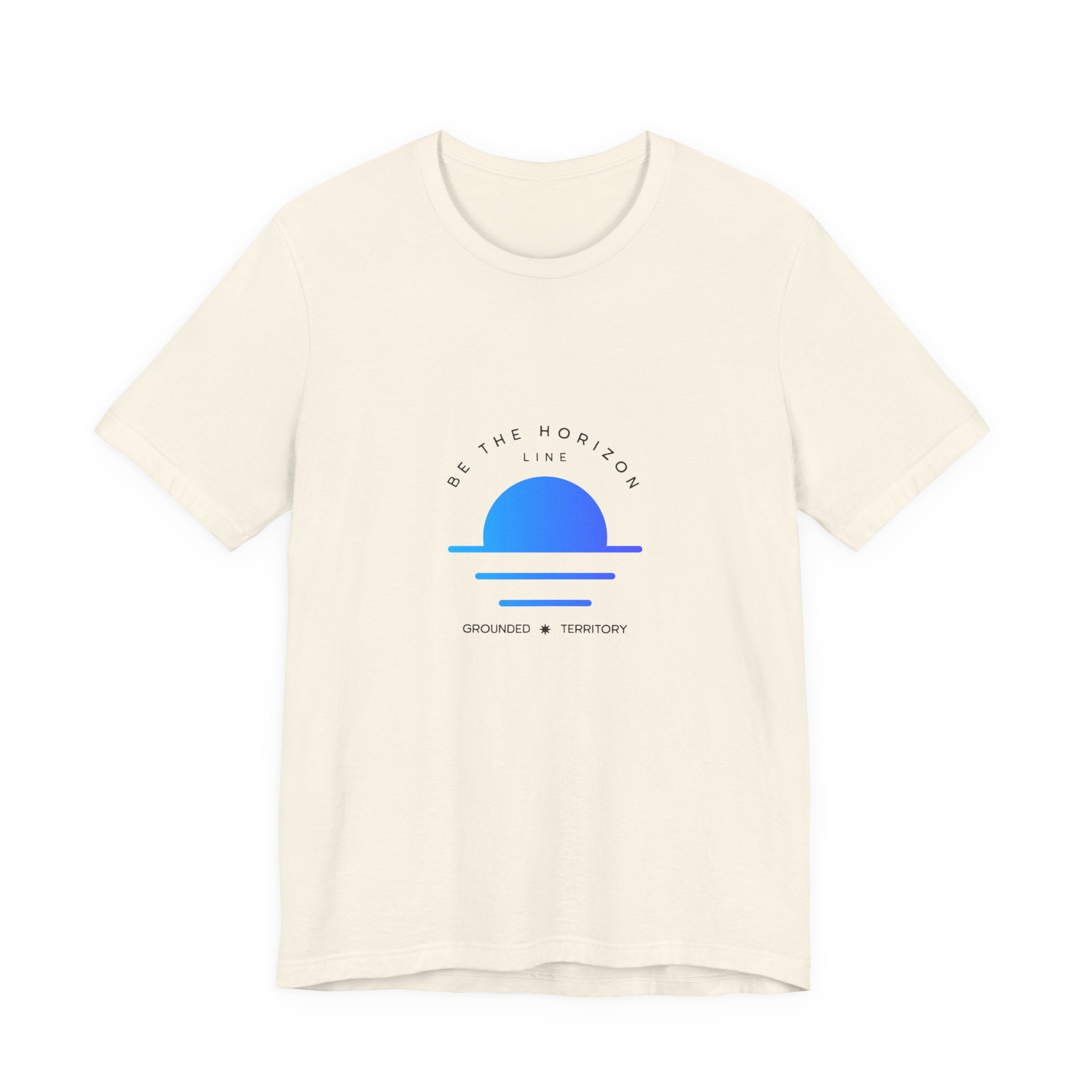 Be the horizon Line | Women's Motivational Graphic Minimalistic Blue Ocean Sunrise T-Shirt