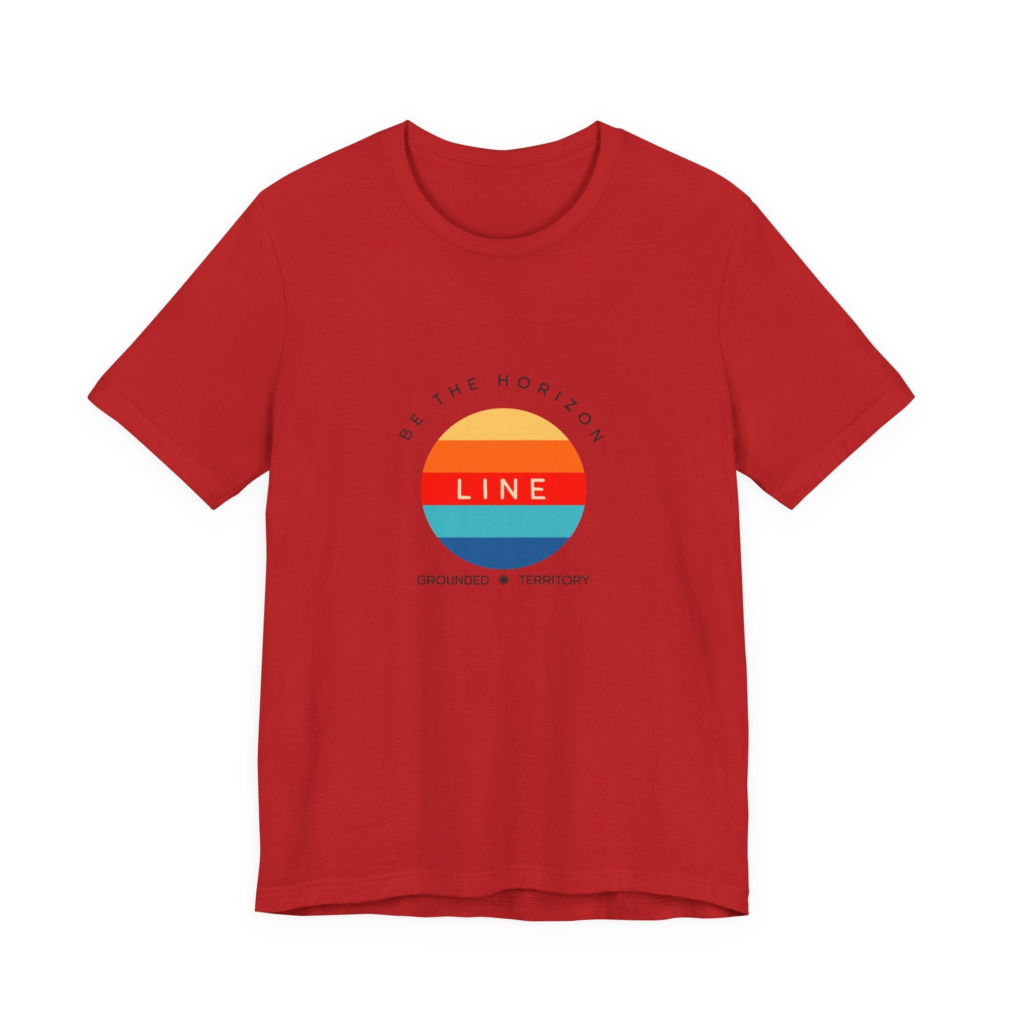 Be the horizon Line | Women's Motivational Graphic Circular Vintage Colour Sunrise T-Shirt