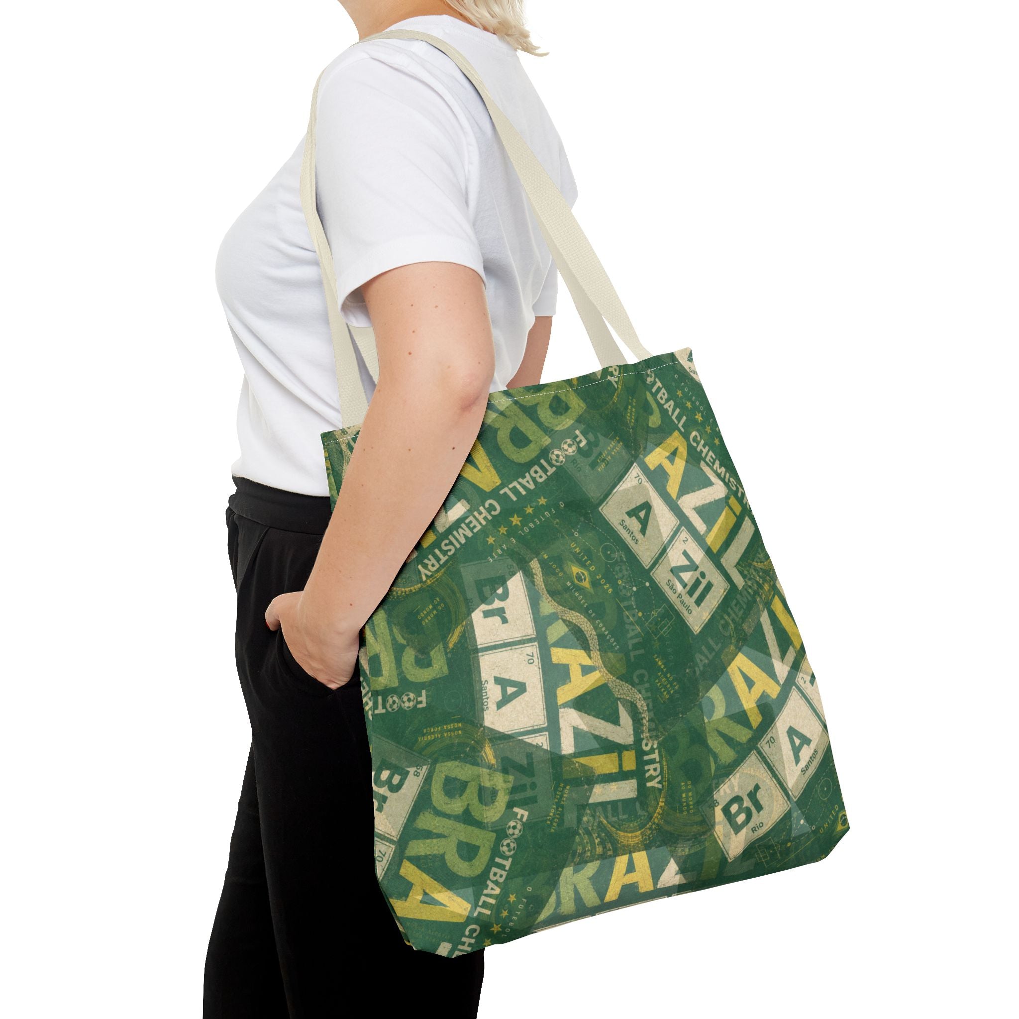 Brazil Football Tote Bag | Green, gold, and chemistry.