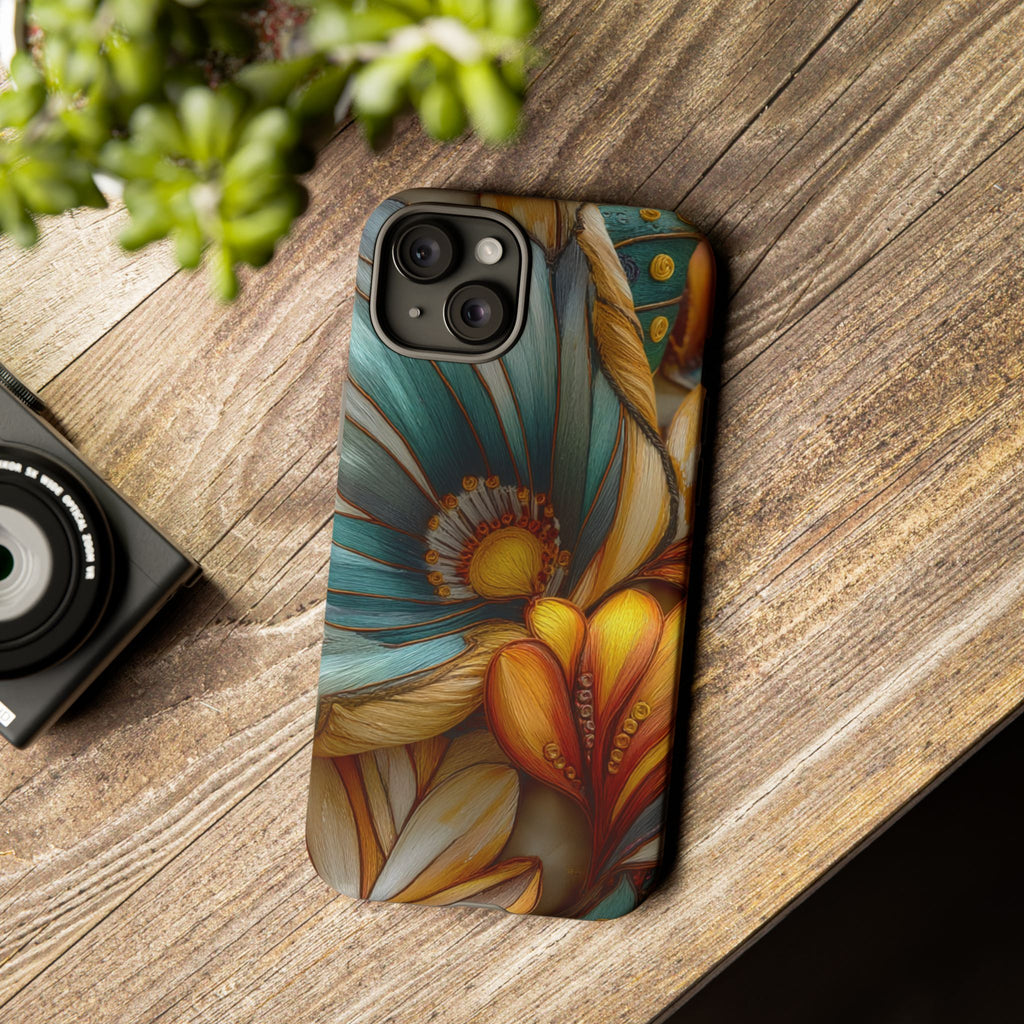 Sculpted Bloom Phone Case | 3D Embroidery style Botanical