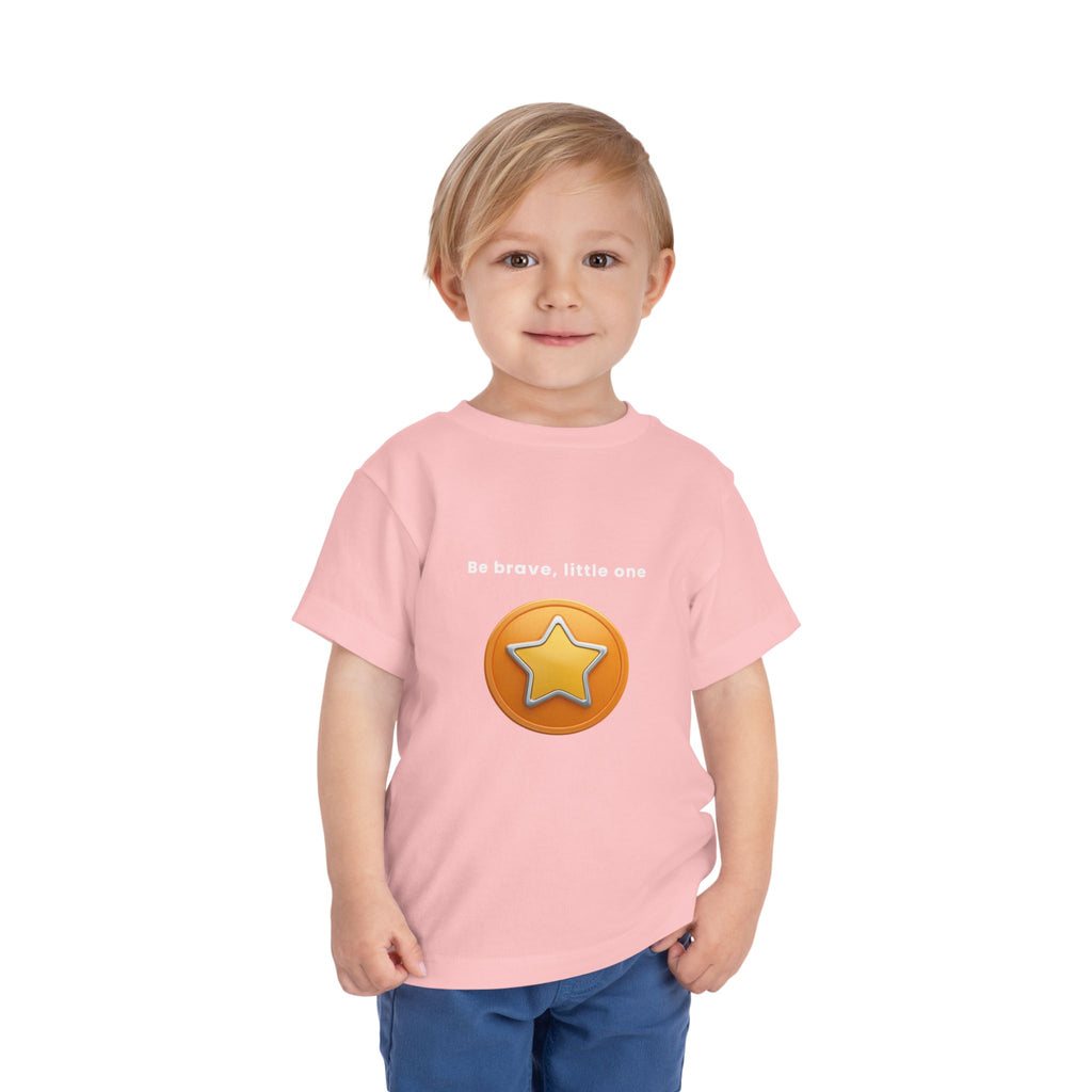 Be Brave Little One | Toddler Motivational Graphic Golden Star Badge T-Shirt