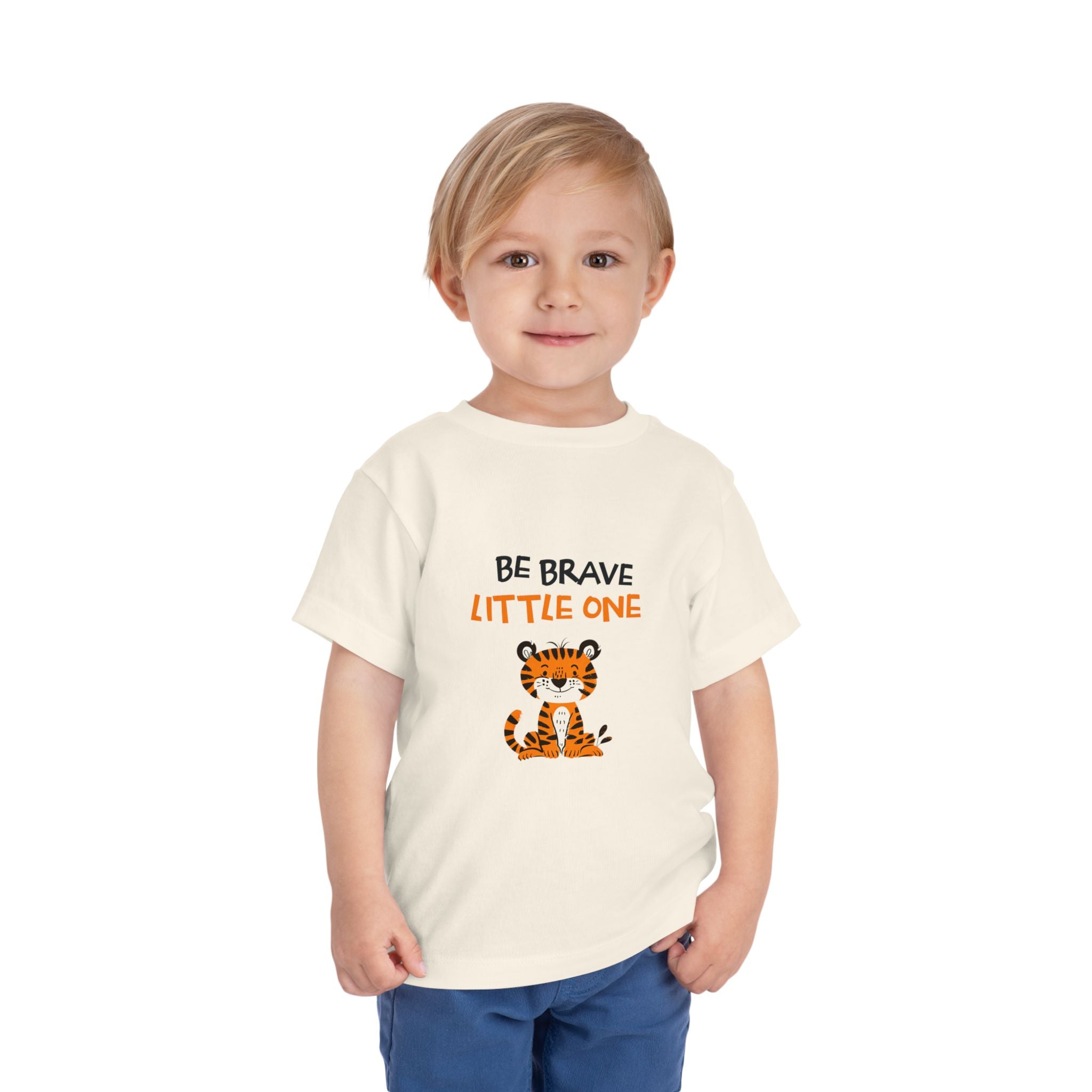 Be Brave Little One | Toddler Motivational Graphic Cute Tiger T-Shirt