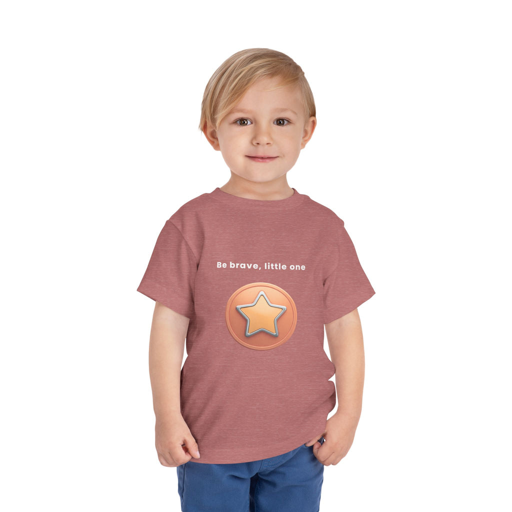 Be Brave Little One | Toddler Motivational Graphic Bronze Star Badge T-Shirt